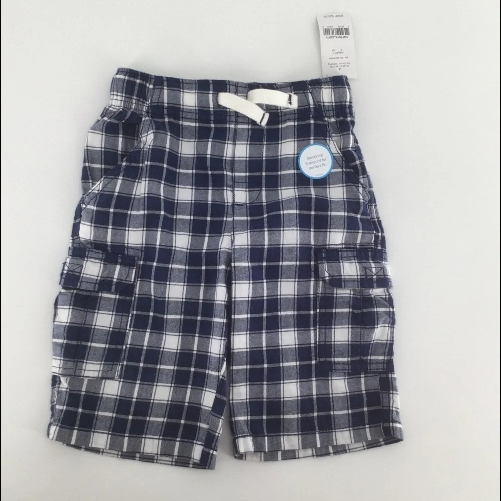 Carter’s‎ blue and white checkerboard cargo shorts